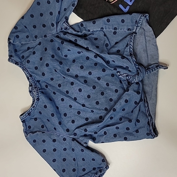 5/$30 OLD NAVY Denim Polka Dot + Earth Eco T Shirt Cotton - Picture 2 of 5